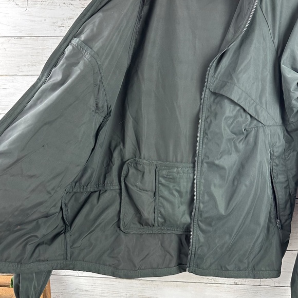 Bearded Goat Mens Small Jacket Dark Gray Pockets Zip Hooded Windbreaker Packable - Picture 5 of 13